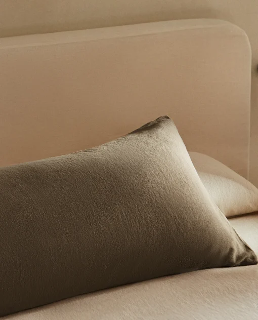 Solid*ZARA Home Washed Linen Throw Pillow Cover Khaki