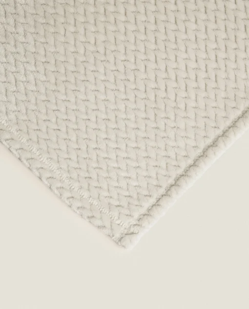 Blankets*ZARA Home Weave Textured Fleece Blanket Cream