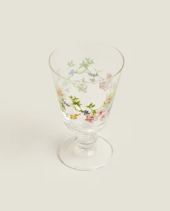 Glasses And Flutes*ZARA Home Wine Glass With Floral Silk Screen 4-901