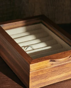 Boxes And Jewelry Boxes*ZARA Home Wood And Linen Jewelry Box Brown