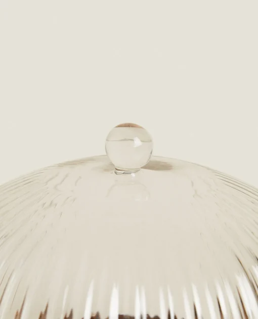 Borosilicate Glass*ZARA Home Wooden And Glass Cake Plate Transparent