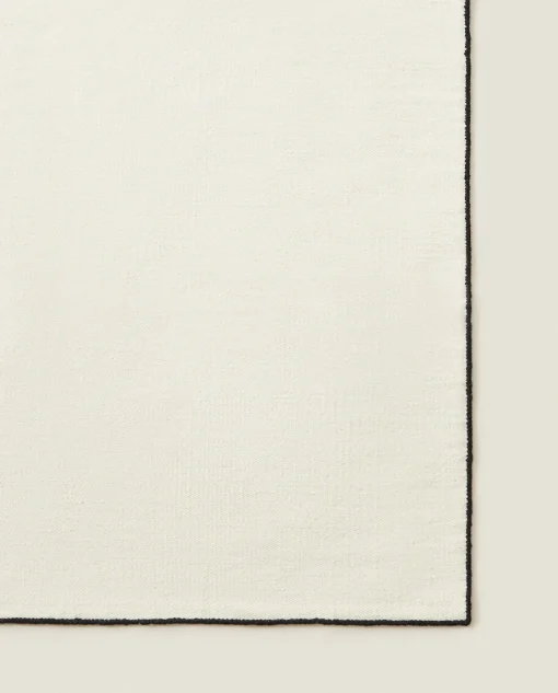 Solid*ZARA Home Wool Overlock Rug Natural Colour