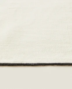 Solid*ZARA Home Wool Overlock Rug Natural Colour