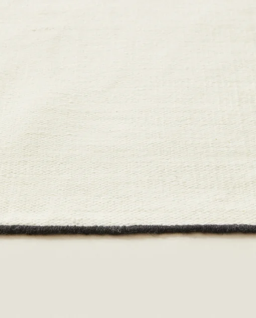 Solid*ZARA Home Wool Overlock Rug Natural Colour