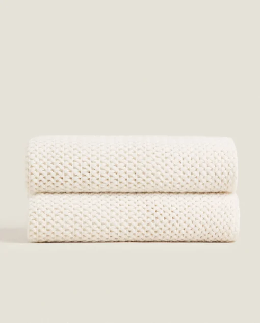 Blankets*ZARA Home Woven Blanket With Fringing White